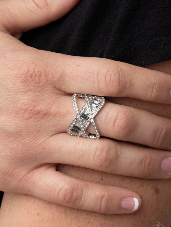 paparazzi Jewelry - Paparazzi Jewelry Accessories - Triple Threat Twinkle - Silver Ring - Vintage